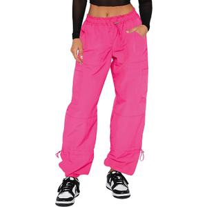 Cargo Pants Women Baggy - Parachute Pants for Women, Rave Pants Y2K Pants, Festival Outfits for Women (X-Large, Berry)