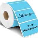 iEager 3" x 2" Thermal Labels, Rectangle Thermal Printer Stickers, Self-Adhesive Durable Sticker with Perforation Line, 500 Labels/Roll, Blue