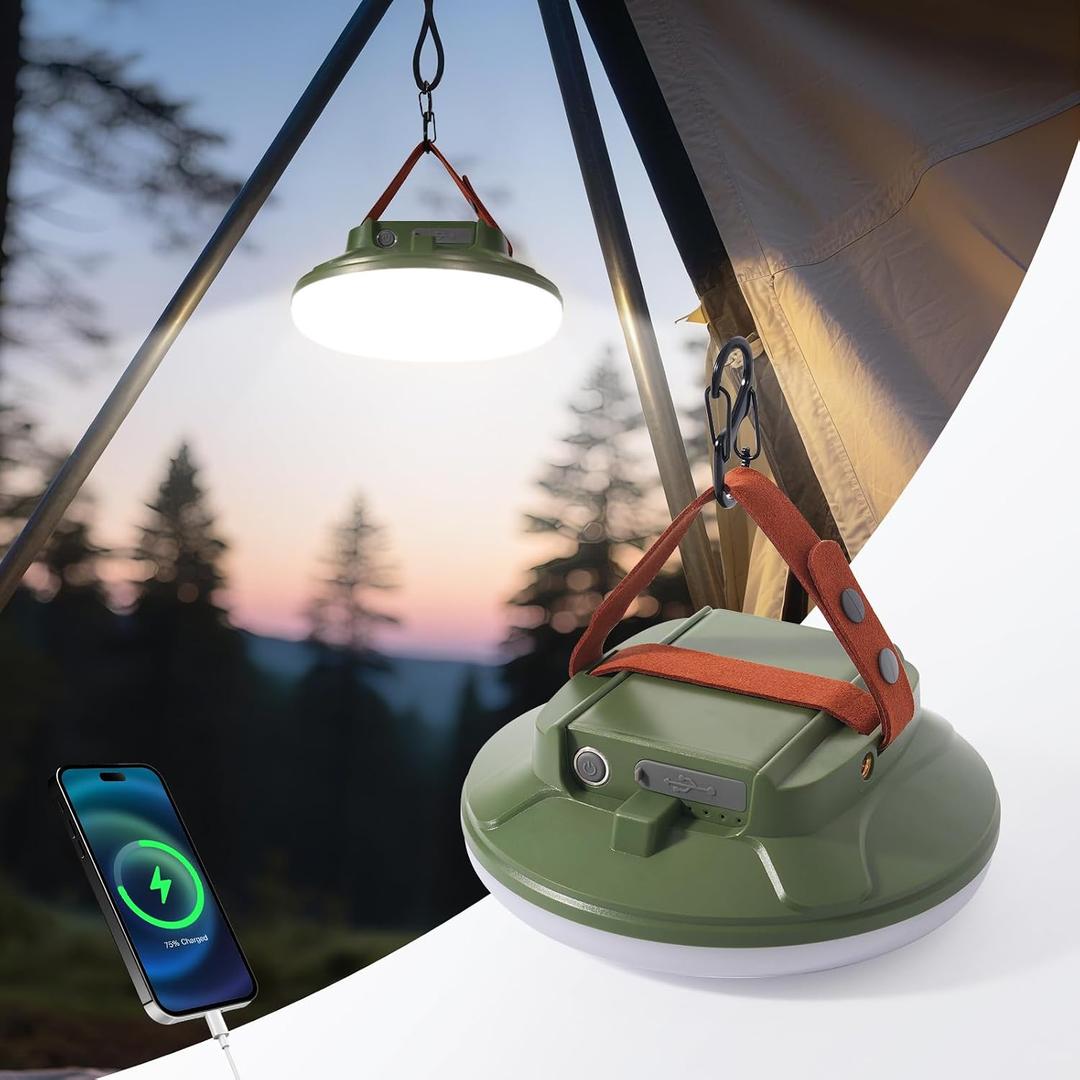 CREATE BRIGHT Camping Lights, Tent Lights for Camping, Rechargeable LED Camping Lantern with 4 Light Modes & Tripod Mount , Waterproof Tent Light for Emergency, Outdoor, Photography, Repair, Hurricane