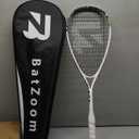 BatZoom Beginner Squash Racket  Lightweight & Durable Training Racquet for Adults & Teens, Pre-Strung with Comfortable Grip & Shock Absorption - Includes Carrying Bag (White)