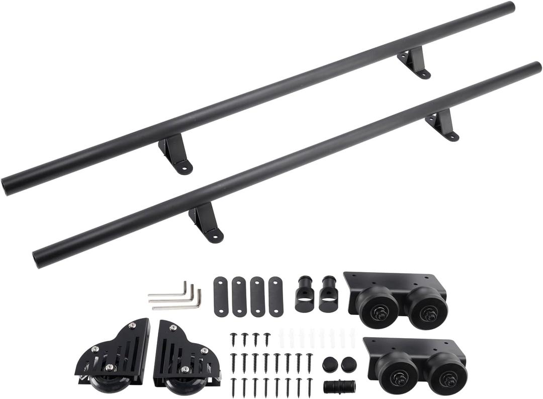 6.6FT Rolling Library Sliding Ladder Hardware Kit, Floor Roller with Brake,Library Ladder Hardware Kit Max Load 300lbs