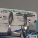 peafowl Shower Squeegee Stainless Steel Bath Squeegee for Shower Glass Doors Bathroom Windows Kitchen Mirror and Car Glass with Hooks Holder (10 inch, Brushed Silver)