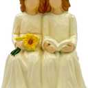 Sister Birthday Gifts - Forever Bond Sunflower & Apple Decor for Best Sisters, Rustic Home Decor for Bedroom/Living Room, Birthday/Mother’s Day/National Sister Day Gift (Off White, 4.1 inch)