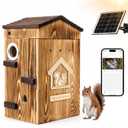 Smart Squirrel Box with Solar Powered Camera, 2K HD Wi-Fi Pet Camera, Auto Detection & Night Vision, Secure Outdoor Nesting House for Squirrels with Reinforced Casing, App Control (2.4GHz Only)