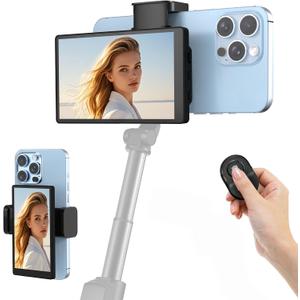 APEKX 5" Vlog Selfie Monitor Screen Magnetic for iPhone/Android - Wireless & USB-C/HDMI Live Stream Screen, 25% Larger Than 4", TikTok/YouTube Ready, 3 Brightness Levels (Black)