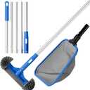 Sepetrel Deluxe Swimming Pool Cleaning Kit Including Half-Deep Fine Mesh Pool Leaf Skimmer Net,12" Round Pool Brush Head & 70.5" Pole, for Above Ground Pools,Ponds,Spas,Hot Tubs