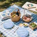 U-QE 20Pcs Blue Plastic Plates - Blue Stripes Plates Disposable Heavy Duty, Fancy Stripes Pattern Perfect for Weddings, Tea Parties, Holidays - 10.25" Dinner & 7.5" Dessert Plastic Plate