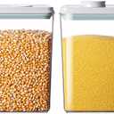 Food Storage Containers with Lids,2.9Qt 2Pcs Airtight Pop Food Storage Containers, BPA-Free Stackable Kitchen Pantry Organizers and Storage, One Button Opening Flour and Sugar Container Sets