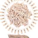 DIYASY 120 Pcs Mini Wood Clothespins,1 Inch Small Craft Wooden Clips with Jute Twine for Photo Wall and DIY Craft.