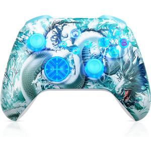 Xexvyrin Wireless Controller for X-Box One, X-Box Series X/ S, PC, Switch, iOS, Android, LED Gaming Controller with Turbo, Macro Function, 6-Axis Gyro, 3.5mm Audio Jack, WiFi Connectivity（yunlong）