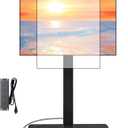 Neothm Rolling TV Stand with Power Outlet, Swivel Mobile Portable TV Cart for 32-75 Inch TVs up to 110 lbs, Landscape to Portrait, Height Adjustable Outdoor TV Stand with Wheels, Max VESA 600x400mm