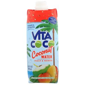 Vita Coco Coconut Water, Peach & Mango, Naturally Hydrating Electrolyte Drink, Smart Alternative to Coffee, Soda and Sports Drinks, Gluten Free, 17 Oz (Pack of 12) (EXP 02/06/27)