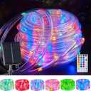 Brightown Solar String Lights Outdoor Waterproof, 18 Colors Changing 39FT Fairy Rope Light Solar Powered with Remote, 100 LEDs Multicolor Trampoline Light Rope Lighting for Outside Christmas Party