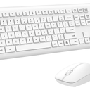 Wireless Keyboard and Mouse Combo, Full Size Silent Ergonomic Keyboard and Mouse, Long Battery Life, Optical Mouse, 2.4G Lag-Free Cordless Mice Keyboard for Computer, Mac, Laptop, PC, Windows(White)