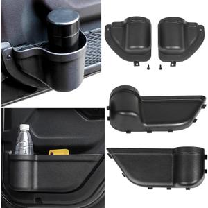YOCTM Front Rear Door Organizer Tray For 2018 2019 2020 2021 2022 2023 2024 Jeep Wrangler JL 4XE JLU Rubicon Sport Sahara Gladiator JT Interior Storage Accessories Black (Front Door + Rear Door)