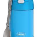 THERMOS FUNTAINER Insulated Food Jar, 16 Ounce, Kid Friendly Food Jar with Foldable Spoon, Denim Blue