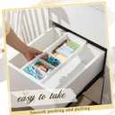 4 Pcs Expandable Drawer Organizer Bins Adjustable Deep Drawer Hanging Organizer Tray Expandable 11.4 to 18.1 Inches Plastic Dividers Storage for Office Bathroom Bedroom Kitchen Desk, White