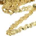 uxcell 11 Yard Sequins Trim Ribbon 0.6 Inch Sequin Gimp Braid Trim Spangle Flat Sequins Paillette Fabric Flat Trims Strips for Crafts Sewing Clothes Home Party Decoration, Gold