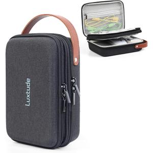 Luxtude Electronic Organizer Travel Case, Double Layer Tech Organizers, Hard Shell Zipper Case for Electronics, Travel Essentials, Black (External Size 8.5 x 5.9 x 3.1 Inch) (Medium)