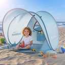 Elegear Pop Up Baby Beach Tent with Mini Canopy, CumbreX UPF 50+ UV Protection Baby Tent Sun Shelter, 1S Setup Portable Baby Beach Essentials Shade for Infant Toddler Outdoor Indoor Play - Blue, Large