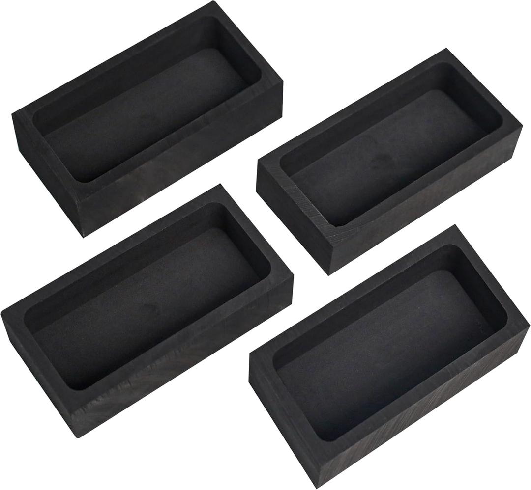 Nelyrho 4 Pieces 1kg Graphite Ingot Molds for Casting Gold Silver Aluminum Copper Brass, Metal Melting Refining Tools (4.01 x 2.01 x 1.01 Inch)