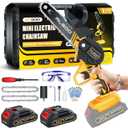 RLSOO Mini Chainsaw 6 Inch Cordless, Battery Powered Electric Chainsaw with 2 Batteries and 3 Chains, Mini Chain Saw for Tree Trimming Wood Cutting