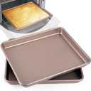 WMKGG 11 Inch Air Fryer Toaster Oven Tray, Set of 2 Nonstick Heavy Carbon Steel Toaster Cookie Sheets Baking Pan, 11 X 9 X 1.15 Inch
