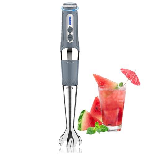 Cordless Immersion Blender: Cordless Hand Blender USB Rechargeable, 21-Speed & 3-Angle Adjustable with 304 Stainless Steel Blades for Milkshakes | Smoothies | Soup| Puree | Baby Food (Grey)
