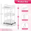 SUNALLY Makeup Cart Organizer with Drawers, Floor Skincare Organizers Vanity Storage Organizer, Rolling Makeup Bathroom Storage Cart Cosmetics Display Cases for Skin Care Perfume Nail Polish, White, 3 Tier