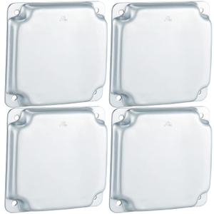 4 Pcs Metal Receptacle Electrical Box Cover, Square Rectangle Exposed Outlet Junction Cover for 4 Inch Electrical Box(No Hole)