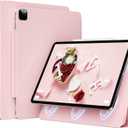 Magnetic Case for iPad Air 13 Inch M3/M2 (2025/2024), iPad Pro 12.9 inch 6th/5th Generation (2022/2021) | Auto Sleep/Wake | Pencil Pro & USB-C | Non-Slip PU Leather Protective Cover, Pink