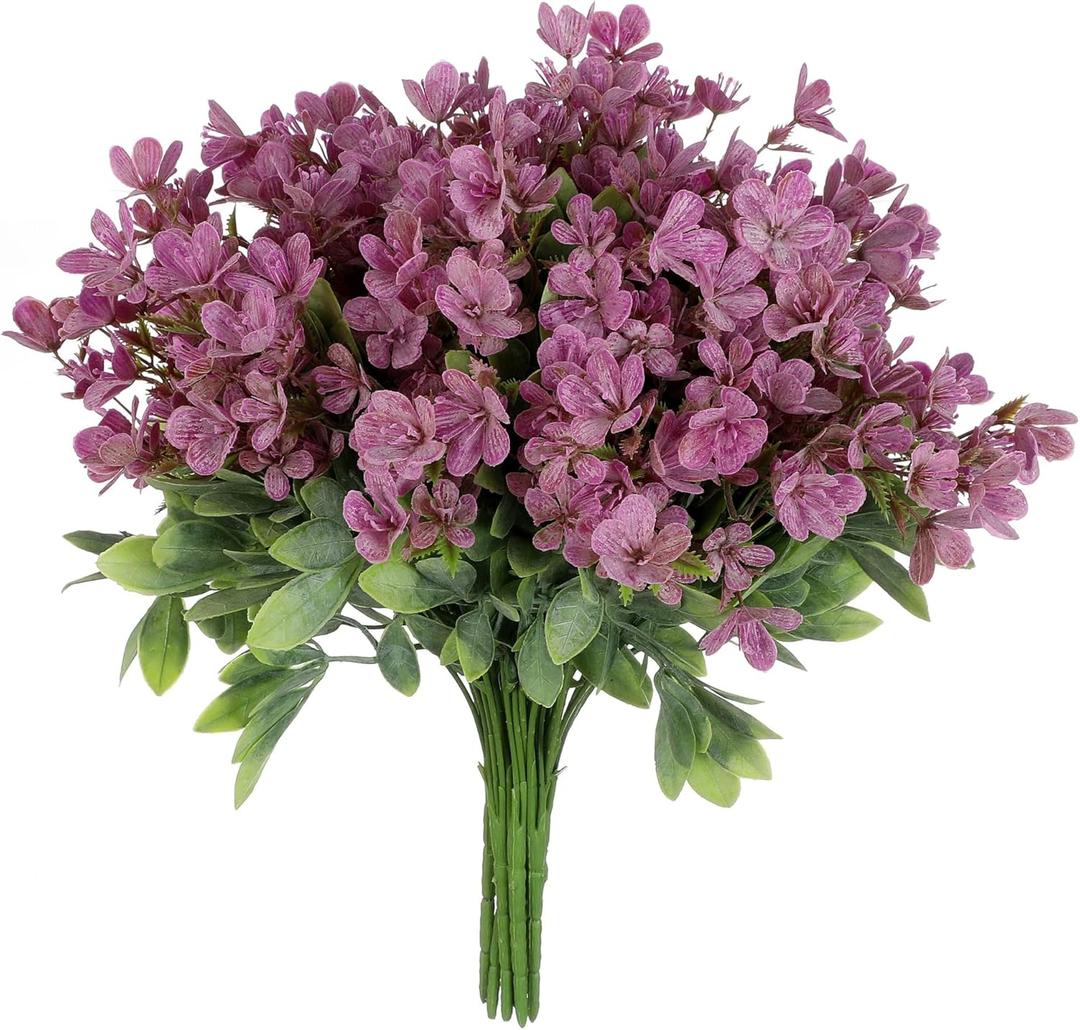 Grand Verde Wildflowers Artificial Flowers Plastic Bouquets Real Touch Faux Ranunculus DIY Home Decor Outdoors Garden Patio Balcony Wedding Decoration, Bulk 10pcs (Magenta Violet)