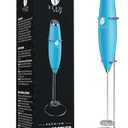 Bean Envy Milk Frother Handheld for Coffee - Electric Hand Blender, Mini Drink Mixer Whisk & Coffee Foamer Wand with Stand for Lattes, Cappuccino, Matcha and Hot Chocolate - Kitchen Gifts - Light Blue (Robins Egg Blue)
