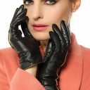 Traditional Womens Winter Texting Touchscreen Driving Lambskin Leather Gloves Wool Blend Lining (7)