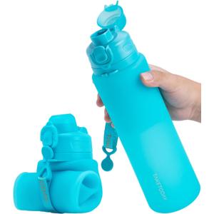 TakeToday Collapsible Water Bottles 32oz, Foldable Travel Water Bottle, BPA Free, Silicone Water Bottle Leakproof for Hiking, International Travel, Outdoors
