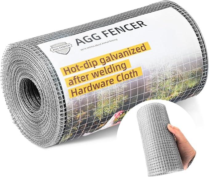 AggFencer 8inch x 25ft Hardware Cloth 1/4 inch Chicken Wire Fencing 23Ga, Hot Dipped Galvanized After Welding Garden Plant Supports Welded Metal Chicken Wire Fence, Poultry Animal Netting Cage Screen