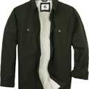 COEVALS CLUB Men's Flannel Shacket Casual Button Snap Sherpa Quilted Lined Premium Jacket Shirts (X-Large, Army #12)