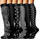 Copper Compression Socks for Women & Men (6 pairs) - Best Support for Nurses, Running, Hiking, Recovery (Black, M)