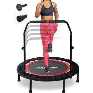 Kanchimi 40" Folding Mini Fitness Indoor Exercise Workout Rebounder Trampoline with Handle, Max Load 330lbs(Black) 