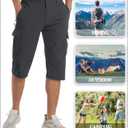 EKLENTSON Men's Workout Shorts Quick Dry Gym Hiking Shorts Zipper Pockets Lightweight Athletic 3/4 Capri Pants for Men (Black)