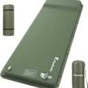 Camping Sleeping Pad, Built-in Foot Pump Inflatable Sleeping Pads, Memory Foam Mattress with Pillow, 4 Season Camping Mattress Pad, Camping Essentials Gear for Tent, Car, Hiking - Green