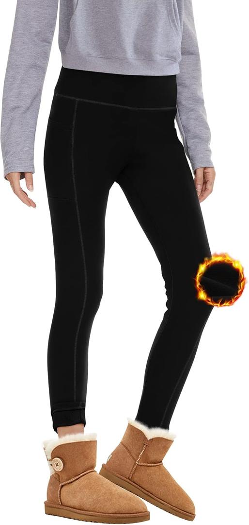 GAYHAY Fleece Lined Leggings Women - High Waisted Thick Warm Soft Pants Tummy Control Thermal Casual Black Reg & Plus Size