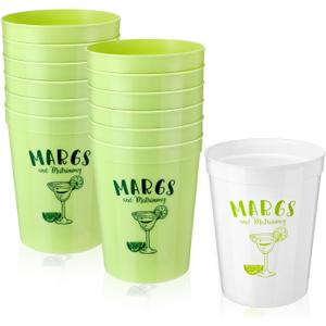 Skyley 12 Pcs Margs and Matrimony Bachelorette Party Plastic Cup 16oz Margarita Bridesmaid Cup Cocktail Themed Reusable Bachelorette Bridal Shower Wedding Cinco De Mayo Decoration Supplies