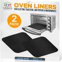 Toaster Oven Liners for Bottom of Oven (2 Pack) Reusable Non-Stick Heat Resistant Toaster Liners, Compatible with Ninja, Cuisinart, Emeril Lagasse & More, Toaster Mat, 12"x12" (Black)