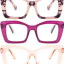 REAVEE Oversized Square Reading Glasses for Women, Blue Light Blocking Large Frame Computer Readers Spring Hinge
