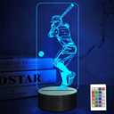 Baseball 3D Night Light, Sport Gifts Bedside Lamp for Xmas Holiday Birthday Gifts for Baseball Fan with Remote Control 16 Colors Changing + 4 Changing Mode + Dim Function