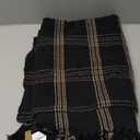 Plaid Black & Tan Fringed Woven Cotton Blend Throw (60 inch x50)