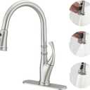 Brushed Nickel Kitchen Faucet with Pull Down Sprayer,Commercial Kitchen Faucet,High Arc Modern Kitchen Sink Faucet, 360Swivel Faucet for Kitchen Sink, Bar, Farmhouse, Laundry