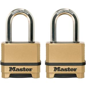 Master Lock Gold Outdoor Combination Lock, Heavy Duty Weather Resistant Padlock, Resettable Combination Lock for Outdoor Use 1.2 x 2 x 3.87 inches, 2 Pack, M175LFEC2
