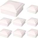 8 Pack 4x4 Fence Post Caps for True/Actual 3 5/8" x 3 5/8" Wood Post, Made from Durable Plastic and Against Fading, Keep Post from Cracking and Rotting (White, 8Pack)